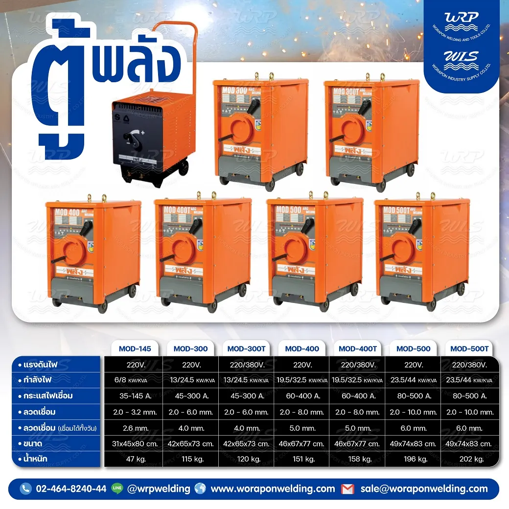 เครื่องเชื่อมไฟฟ้า พลัง MOD-300T (220/380V.) เชื่อมงานหนัก (เฉพาะเครื่องไม่มีสายเชื่อม) - Image 2