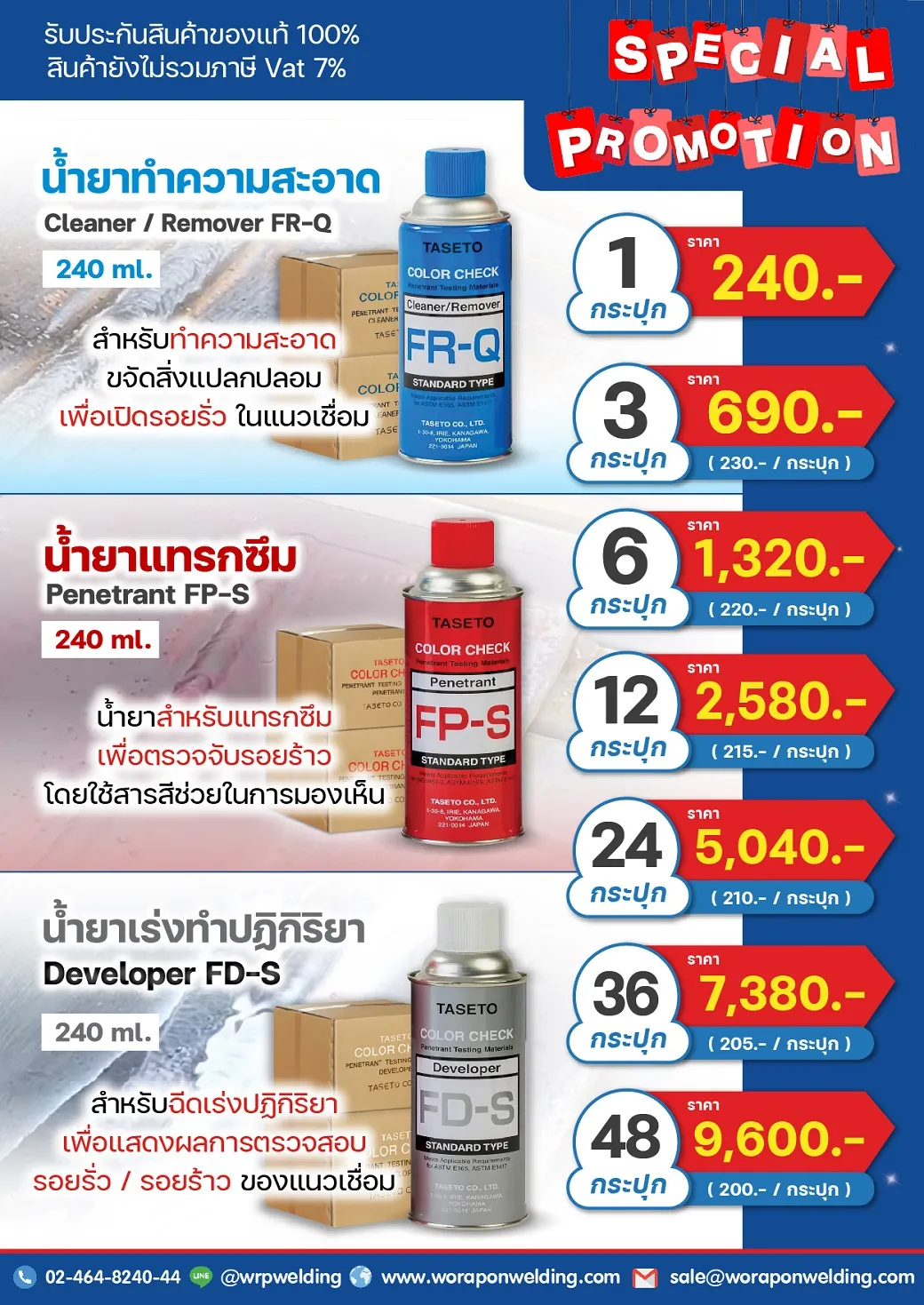 สเปรย์ทดสอบรอยร้าวบนแนวเชื่อม TASETO 420 ml.  ( 1 กระป๋อง ) - Image 2