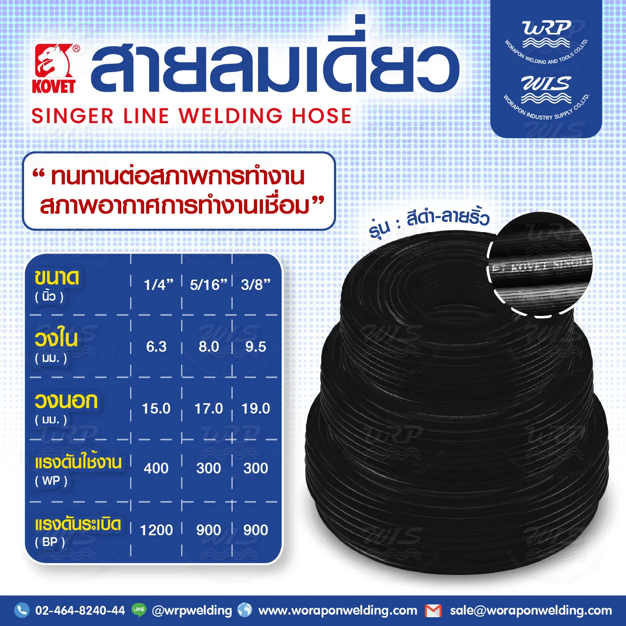 สายลมเดี่ยวยาง KOVET (ดำ-ลายริ้ว) - Image 2