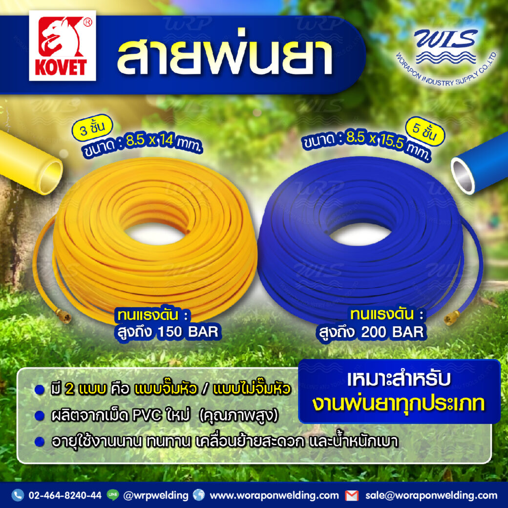 สายพ่นยา 3ชั้น KOVET (สีน้ำเงิน/เหลือง) รุ่นจั๊มหัว/ไม่จั๊มหัว - Image 2
