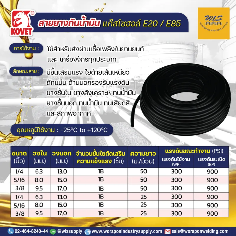 สายยางกันน้ำมัน KOVET แก๊สโซฮอล์ E20,E85 - Image 2