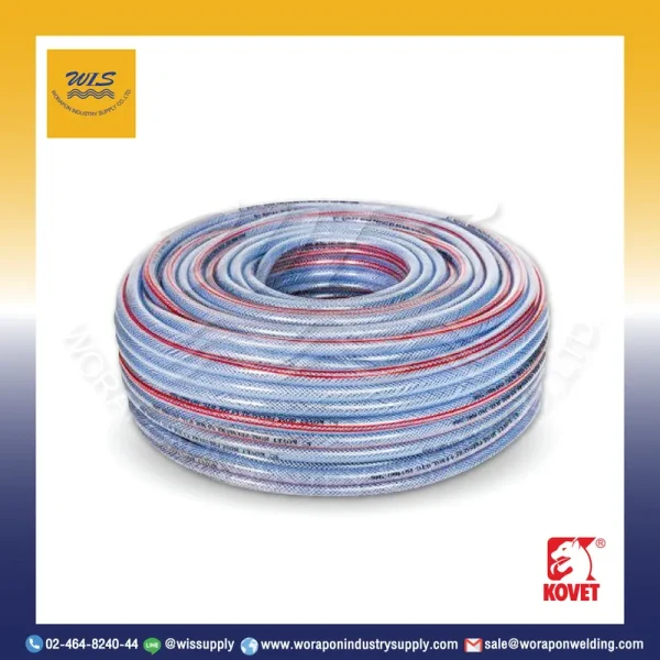 สายแก๊ส PVC พลาสติกใสใยด้าย KOVET ทนแรงดันสูง สำหรับลม น้ำ น้ำมัน