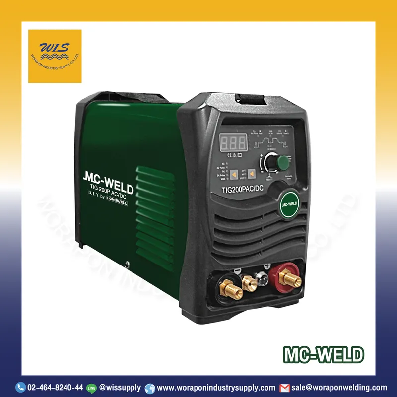 เครื่องเชื่อมทิก MC-WELD TIG 200P AC/DC (200A) ระบบอินเวอร์เตอร์ เชื่อมอลูมิเนียม สแตนเลส เหล็ก พร้อมฟังก์ชัน Pulse/2T-4T รับประกัน 2 ปี