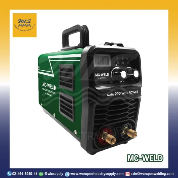 เครื่องเชื่อม MMA 200 MC-WELD Well Power ระบบอินเวอร์เตอร์ IGBT ขนาดเล็ก พร้อมหน้าจอ LED